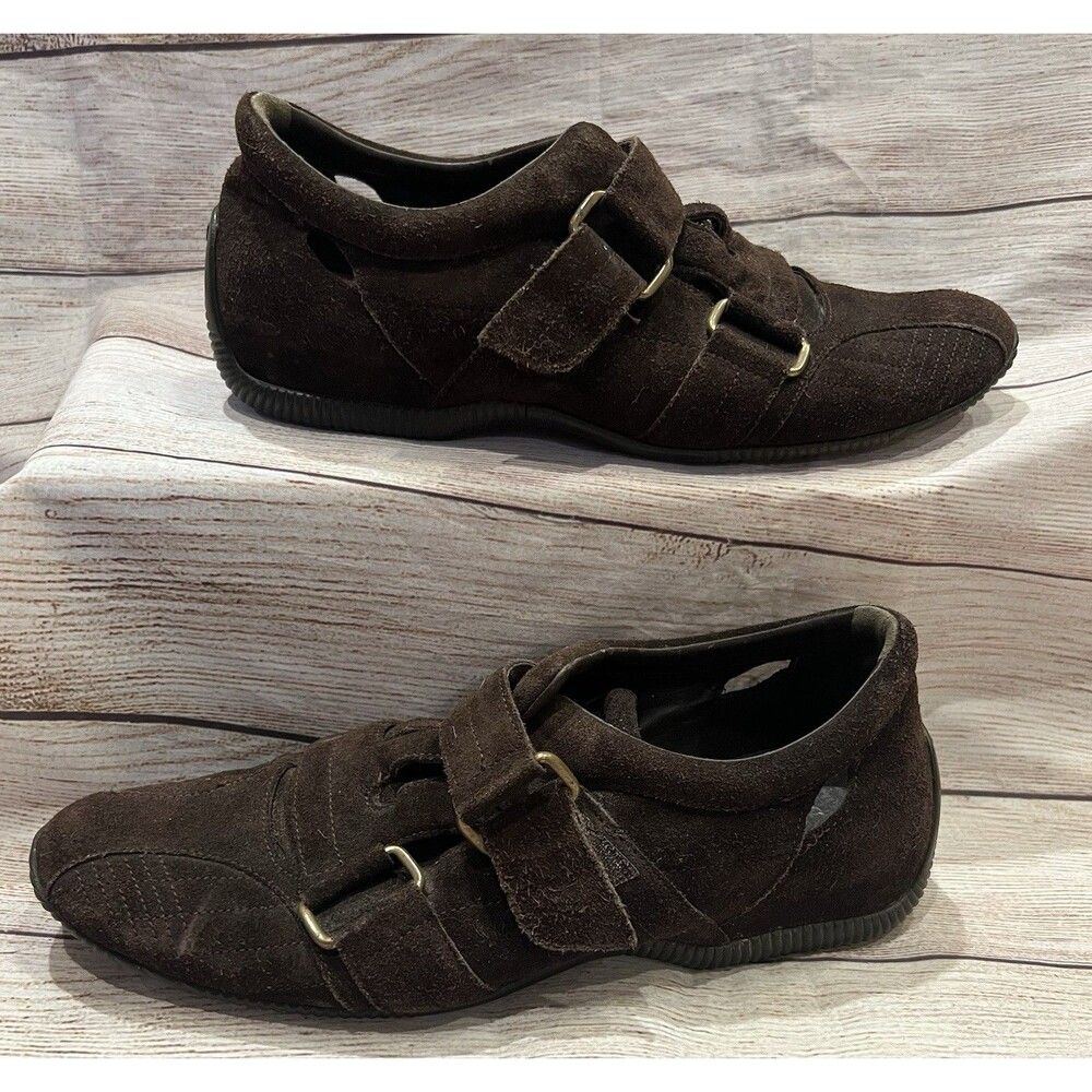 Bally Annabel Suede Chocolate Brown Men’s Buckle Shoes Size 7.5